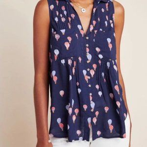 Anthropologie Maeve Hot Air Balloon Sleeveless Top Navy Blue (XSmall)